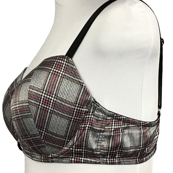 Victoria's Secret Dream Angels Lined Demi Push Up Tartan Plaid Gray Pink Bra 36D - Picture 6 of 9